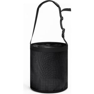 Horse Feed Bag, Large Hay Bags Durable PVC Grain Mesh Horse Feeder with Adjustable Strap,Comfort Neck Pad,Nose Pad and Waterproof Bottom Feed Bags for Horses (Black 1 Pack)