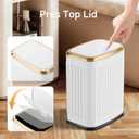 TIPGO Bathroom Trash Can with Lid, 2.1 Gallon / 8 Liter Small Garbage Can, Press Top Bin, Stainless Steel Wastebasket with Pop-Up Lid for Bedroom, Living Room, Office (White)