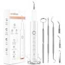 Plaque Remover for Teeth, Electric Tooth Cleaner Tartar Remover for Teeth with LED Light,4 Modes Rechargeable Teeth Cleaning Kit with Dental Tools, 2 Replaceable Heads (White A)