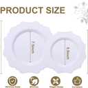 COLOSUS 100 pcs White Plastic Plates Set,Fancy Beaded Plates-European Retro plates include 50 dinner plates and 50 dessert plates,Plastic Disposable plates for BBQ and Party