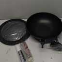 Carbon Steel Wok, 13-Inch, Pre-Seasoned, Non-Stick, with Lid and Spatula, Flat Bottom, Ideal for Stovetop Cooking