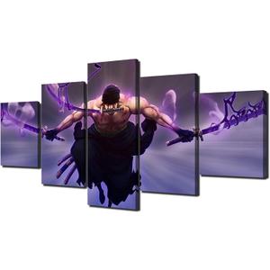 Hanyosa Anime Posters Zoro The King of Hell Canvas Painting Wall Art for Living Room Home Decor Boy Gift,With Frame