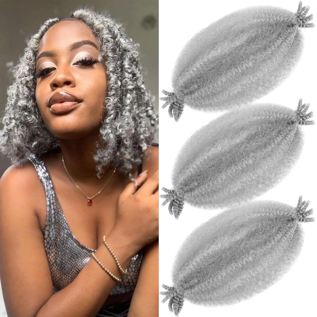 Marley Twist Braiding Hair Extensions Afro Spring Twist Hair 12 Inches Grey Cuban Twist Marley Hair Island Micro Springy Afro Kinky Twist Crochet Hair Braiding
