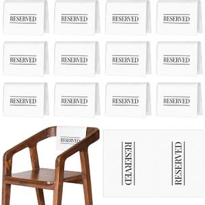 Buryeah Reserved Chair Signs Church Pew Reserved Sign Seating Placeholder with Printed Words for Weddings Parties Celebrations Receptions Church or Event(White,12 Pcs)