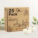 Unscented Soy Tea Lights Candles 25 Pack Bulk, 4 Hours Long Burning White Tea Lights,Non-Paraffin, Smokeless, Mini Tealight Votive Candles for Wedding, Table Centerpiece, Party, Christmas Lights