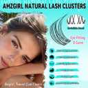 AMZGIRL Natural Lash Clusters Kit, DIY Lash Extension Kit with Full Tools | Beginner-friendly Lashes Clusters Kit for DIY at Home, with Waterproof Lash Bond&Seal, (Lavendy, 160Pcs-D Curl-Mix8-16mm)