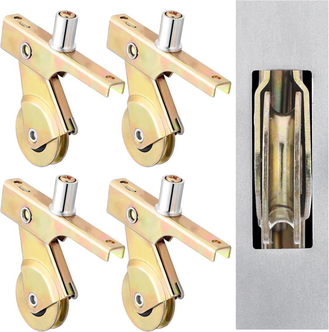 MorningRo 4 Pack Heavy Duty Steel Sliding Screen Door Rollers 1 Inch Smooth-Glide Roller with Spring-Loaded Arm, Adjusting Sleeve and Screws for DIY Repair, Screen Door Maintenance