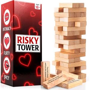 Valentines Gifts for Him Her - 54 Stacking Wooden Block Game for Him, Her, Girlfriend, Boyfriend, Wife, Husband, Couples, Anniversary Date Ideas,...