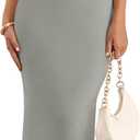 ZESICA Women's 2026 Summer Bodycon Midi Dress Casual Sleeveless Square Neck Side Slit Knit Beach Vacation Long Dresses (Gray, L)