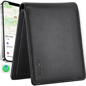 Wallet for Men Upgrade Replacement for AirTag Wallet Built-in Find My Real Time Tracker, RFID Blocking Classic Leather Bifold Stylish Mens Wallet with ID Window 6 Credit Card Holder Coin Pocket