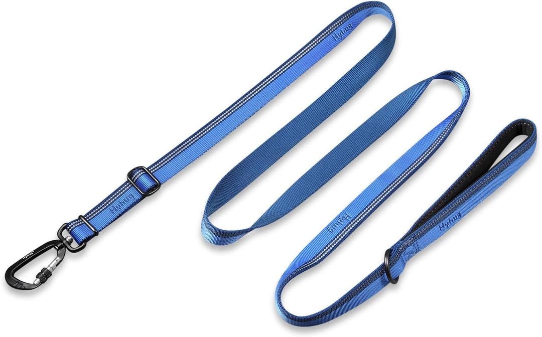 Hyhug Pets Reflective 6 FT Long Leash (Sturdy Jacquard Weave Heavy Duty Nylon Lead for Giant Large Medium Dogs Walking, Jogging,Camping and Training. (6 FT, Classic Blue) (Adjustable 6 feet)