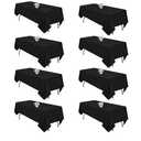 pepmily 8 Pack Black Tablecloths 60x126 Inch Table Cloths for 8 Foot Rectangle Tables, Wrinkle Resistant Washable Rectangular Fabric Table Cover for Dining Wedding Banquet Camping Party