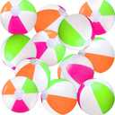 12 Pcs Neon Inflatable Beach Balls Bulk 12 Inch Jumbo Big Beach Toys Pool Balls for Swimming Pool Summer Swimming Party Favors for Hawaii Tropical Water Games Supplies