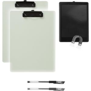 2 Pcs Magnetic Clipboard with Pen, 9x12.5 Inch A4 Letter Size, Plastic Waterproof Multifunction Board for Nurse, Teacher, Kids, Office (Green 2Pcs)