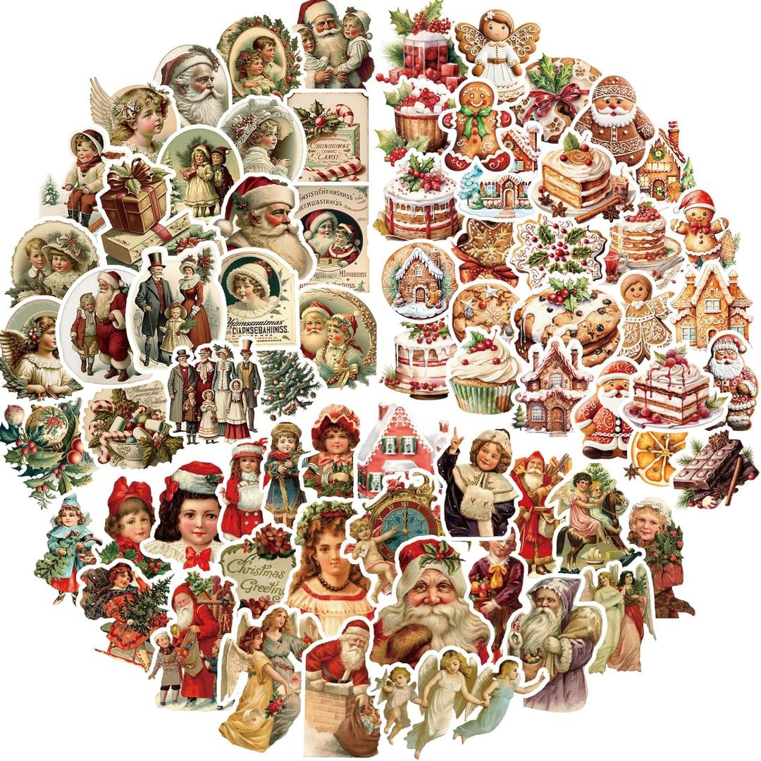 272 pcs Vintage Merry Christmas Stickers,Holiday Stickers for Decoration Christmas Party Favors, Scrapbook,Water Bottles,Gifts Wrapping, DIY Crafts, Laptop