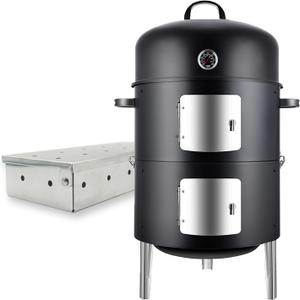 Realcook Charcoal Meat Smoker Grill: Premium BBQ Smokers with Smoke Box - Barbecue Vertical Charcoal Grill Combo for Outdoor Cooking Patio Backyard Grilling Tailgating
