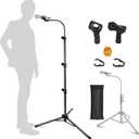 Mic Stand, Boom Microphone Stands Tripod Gooseneck Microphone Stand Height Adjustable from 24" to 67" with 2 Mic Clips for Singing Stage Performance Party Mic Mount