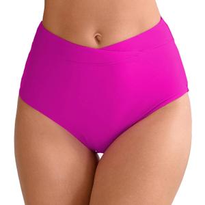Halcurt Women's High Waisted Swim Bottoms (Available in Plus) Full Coverage Bikini Swimsuit Bottoms (Pink, L)