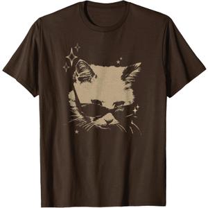 Y2K Cat Sunglasses 90s 2000s Grunge Vintage Graphic T-Shirt XS