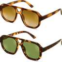 livho Trendy Polarized Square Aviator Sunglasses Women Men Square Eyewear Frame, Retro Sun Glasses for Women Men 2025 Shades