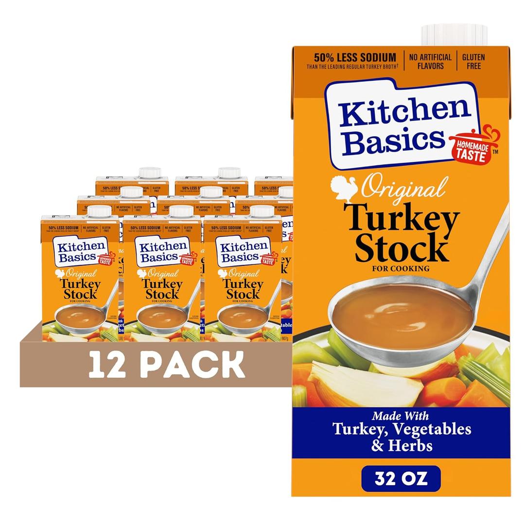 Kitchen Basics Original Turkey Stock, 32 oz Carton, (Pack of 12)