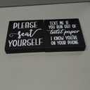 Jetec 2 Pieces Farmhouse Bathroom Signs Decor Wooden Box Sign Funny Bathroom Wall Art Rustic Wood Plaque Please Seat Yourself Decor for Home Restroom(Black)