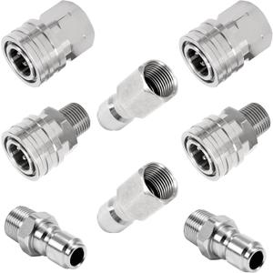 RIDGE WASHER Pressure Washer Quick Connect 3/8 Inch, Stainless Steel Pressure Washer Adapter Set, Pressure Washer Fittings, Female and Male NPT Thread, 8 Pcs