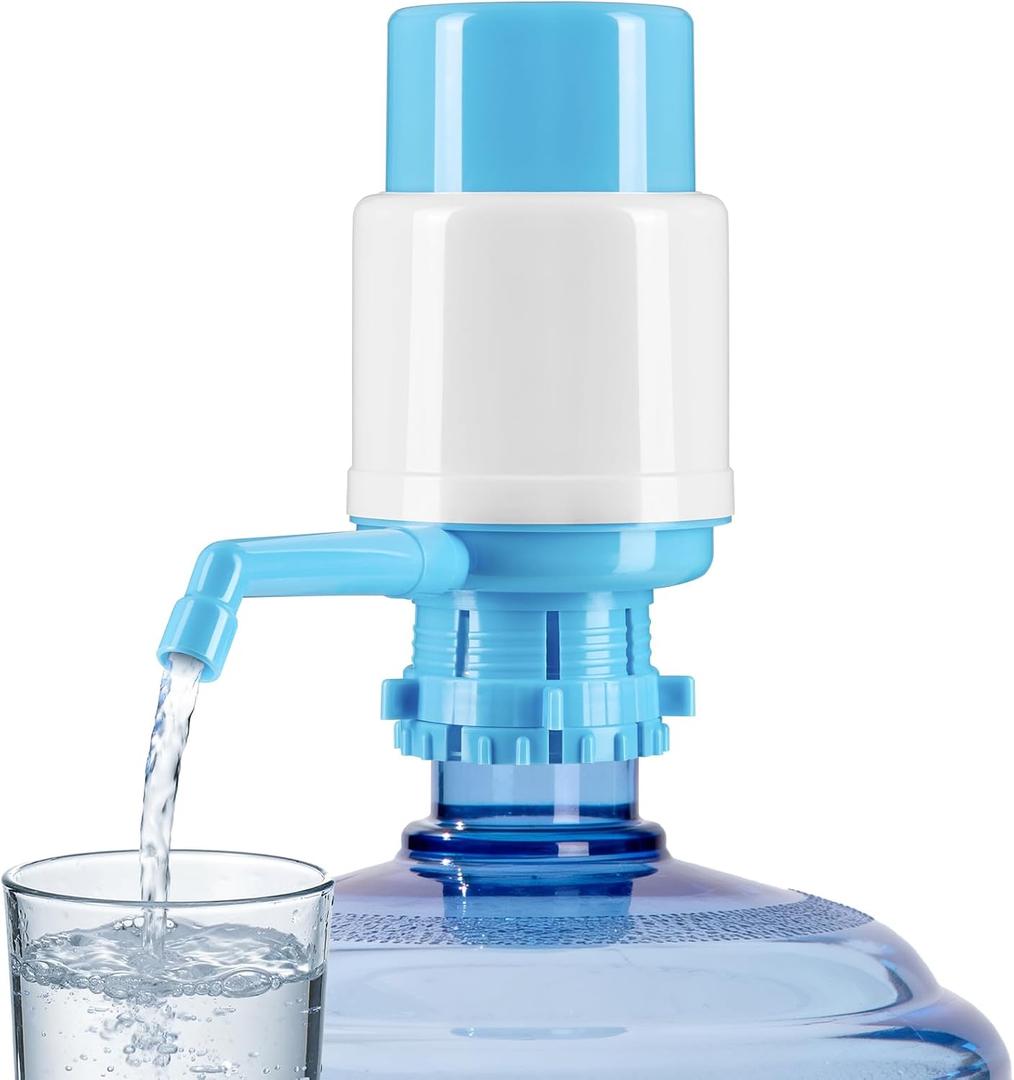 Water Bottles Dispenser Blue Manual Hand Pressure Drinking Fountain Pressure Water Press Pump (Aqua)