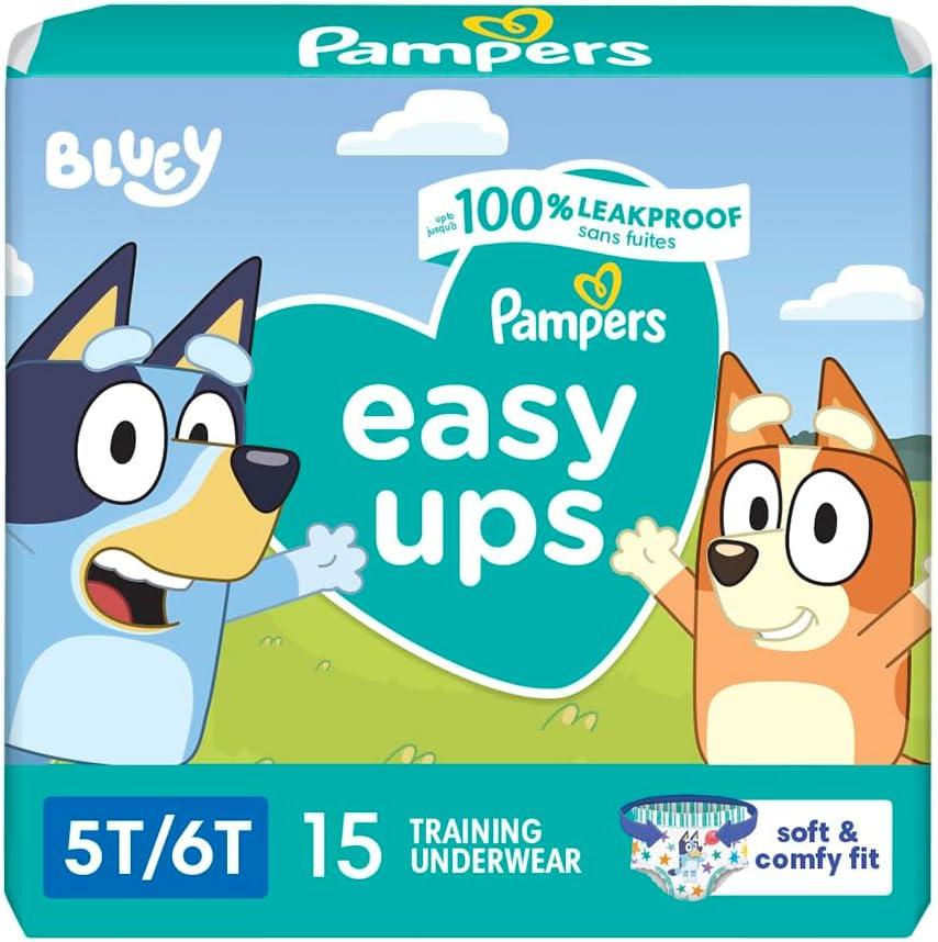 Pampers Training Pants - Easy Ups Boys & Girls Bluey - Size 5T-6T, 15 Count, Children's Potty Underwear 