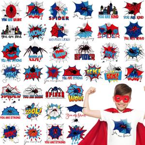 Tellingyou 36 Sheets Iron on Transfers Patches Dtf Ready to Press Vinyl Iron on Patch Embroidered Applique for T Shirt Jacket Pillow Covers Backpack Hoodies DIY Decorations (Spider)