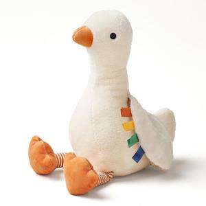Itzy Ritzy Snuggles Plush Toy Soft Stuffed Animal for Babies, Kids & Adults Sensory Ribbons & Textured Fabrics for Tactile Play Cozy & Cuddly Companion for Newborns & Up (Goose)