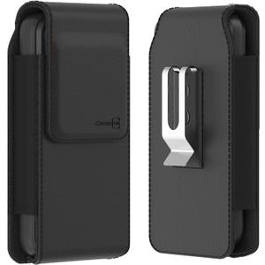 CoverON Holster for Apple iPhone 16 16e Pro/15 15 Pro/14 14 Pro/13 13 Pro/ 12 12 Pro/11 11 Pro/X Xr Xs, Cell Phone Case Belt Clip Carrying Vertical Leather Pouch (Fits with Otterbox or Any Case on)