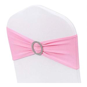 Albassa Chair Sashes Spandex Stretch Chair Bows with Buckle Slider for Wedding Party Decorations (Pink, 25PCS)