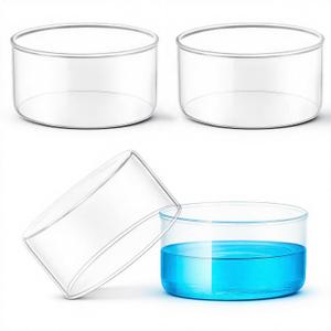 Treela 4 Pcs 740ml Crystallizing Dish Flat Bottom No Spout 125mm Diameter x 65mm Height Borosilicate Glass Crystallizing Dish for Crystallization Evaporation Laboratory