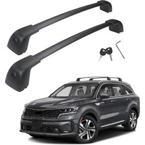Roof Rack Cross Bars, Compatible with 2021-2025 KIA Sorento & Sorento Hybrid with Flush Side Rails, Anti-Corrosion Aluminum Black Matte with Anti-Theft Locks Max Loading Up to 300lb