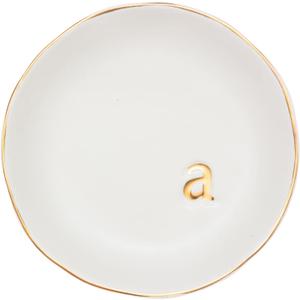 COLLECTIVE HOME - Ceramic Jewelry Tray, Decorative Trinket Dish for Rings Earrings Necklaces Bracelet Watch Keys, Birthday Mother's Day Christmas Gift for Women, 4.75", White Surface (A)