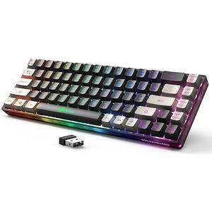 GEODMAER 65% Wireless Gaming Keyboard, Rechargeable Backlit Keyboard, 68 Keys, Ultra-Compact, Anti-Ghosting, Conflict-Free, Wireless Keyboard for PC, Laptop, Windows Gamer, (Black and Grey)