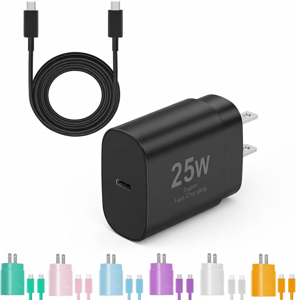 Type C Charger Fast Charging, 2Pack [10FT&6FT] Long USB C Cable with 25W Phone Super Fast Charger Block Compatible with Galaxy S25/S24/Plus/Ultra,iPhone 15/16/17/Air/Plus/Pro Max