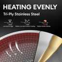 COOKER KING 10-Inch Stainless Steel Pan, Hybrid Nonstick Frying Pan, Skillet, 3-Ply Clad Cookware, Even Heat Distribution, Dishwasher & Oven Safe, with Stay-Cool Handle, Induction Compatible