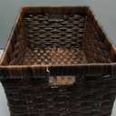 UBBCARE 1 Pack Wicker Basket, 13.4L×8.3H×7.1W inch Woven Paper Rope Storage Baskets for shelves, Foldable Rectangular Storage Baskets with Handle, Storage Basket for Organizing, Dark Brown