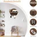 Key Holder for Wall, Key and Mail Holder Organizer - Key Holder Wall Mount with Bouquet Shelf and Key Hooks, Round Wooden Rustic Key Rack for Entryway and Home Decor (Brown)