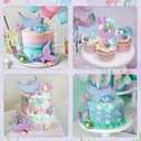 21pcs Mermaid Cake Topper - Mermaid Tail Cake Decorations with Seaweed Shells Starfish Coralal Under the Sea Cake Decorations for Birthday Party Decorations (Blue Purple)