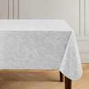 Elrene Home Fashions Camile Floral Damask-Scroll Water- and Stain-Resistant Vinyl Tablecloth with Flannel Backing, 52 Inches X 52 Inches, Square, Gray/White