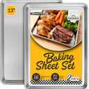 Checkered Chef Baking Sheet Set - 13" x 9.5" Stainless Steel Quarter Pans for Baking and Cooking (2 Pack)