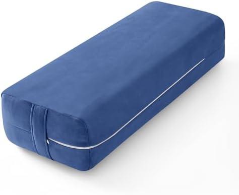 Wellsin Rectangular Yoga Bolster - Meditation Pillow with Washable Suede Cover, 27"X10" X5.5"