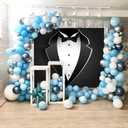 9x6ft Gentleman Backdrop Black Tuxedo Backdrop Men Black White Bow Tie Suit Birthday Photography for Boy Man Birthday Wedding Party Father's Day Photo Booth Photo Wall Decor