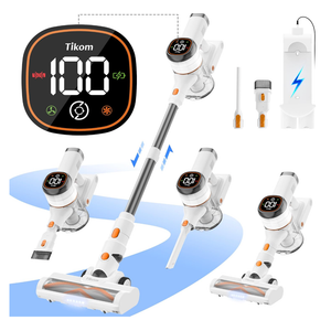 Tikom V500 Cordless Vacuum Cleaner for Home, 40000Pa/450W Stick Vacuum with LED Touch Screen, Charging Wall Dock, Anti-Tangle, Lightweight Handheld Vacuum for Pet Hair, Hard Floor, Carpet