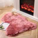 Ashler Faux Fur Area Rug - Fluffy Shaggy 2 x 3 Feet Sheepskin, Blush Pink Fuzzy Machine Washable Shag, Nursery Decor, Bedroom, Living Room, Kids Room