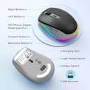 PEIOUS Wireless Mouse Jiggler - LED Wireless Mice with Build-in Mouse Mover, Rechargeable Moving Mouse for Laptop with Undetectable Random Movement Keeps Computers Awake - Black & Grey