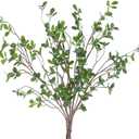 Floroom 4 pcs Artificial Eucalyptus Green Branches 44.3 Inch, Faux Greenery Plant Stems Ficus Twigs Fake Tree Branches for Vase Home Decorations